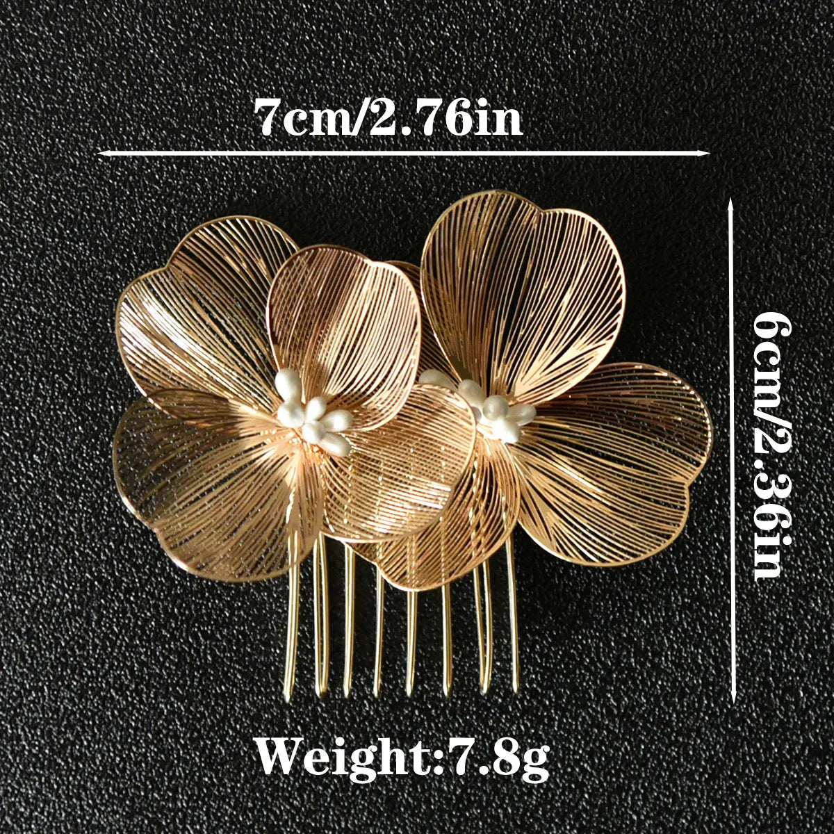 Bride Wedding Hair Comb Gold Flower Hairpin
