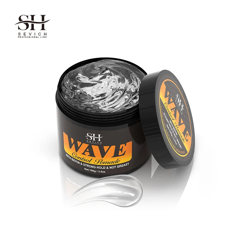 2023 Natural Wave Control Pomade for Black Men Strong Hold 360 Waves Layered Style Clay Wavy Grease Builder for Hair Silky Shine