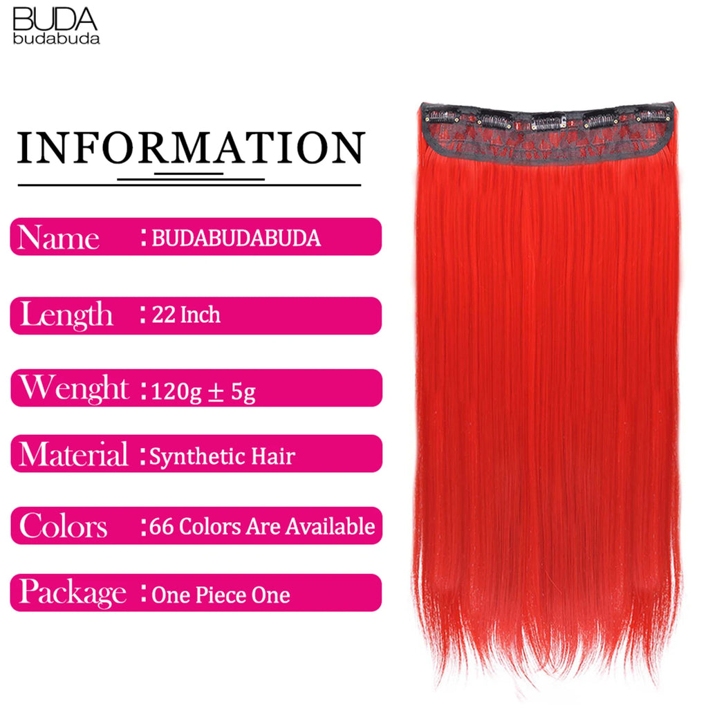 5 Clip-In Hair Extensions Long Straight One Piece Synthetic Heat-Resistant Fibre Hairpiece 22Inch Black Blonde Natural Hairstyle
