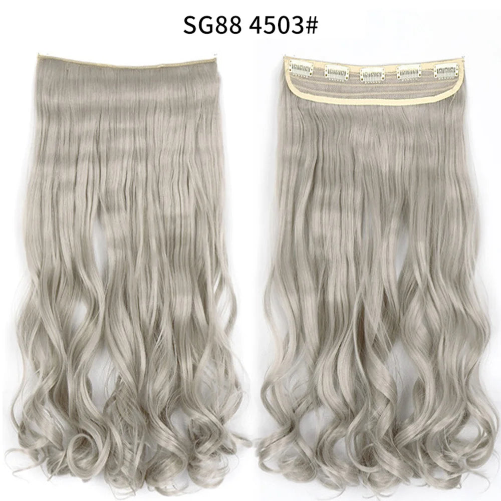 5 Clip-In Hair Extensions Long Straight One Piece Synthetic Heat-Resistant Fibre Hairpiece 22Inch Black Blonde Natural Hairstyle