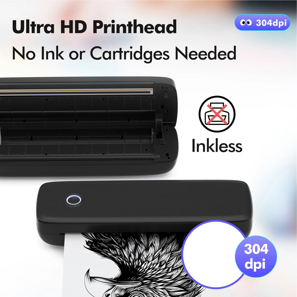 A4 Thermal Transfer Printer USB Wireless&amp Portable Printers with Mobile Computer 2in/3in/4in/8in/8.5in for Office School