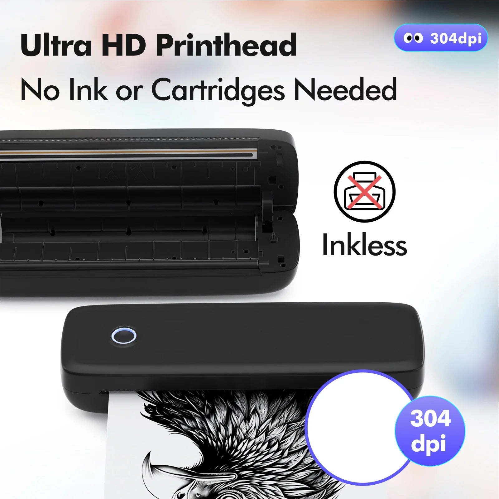 A4 Thermal Transfer Printer USB Wireless&amp Portable Printers with Mobile Computer 2in/3in/4in/8in/8.5in for Office School