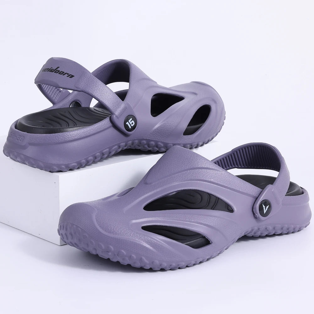 Litfun Men Clogs Slippers Outside Beach Slides EVA Light Soft Sandals Flat Shoes Fashion Casual Garden Shoes With Arch Support