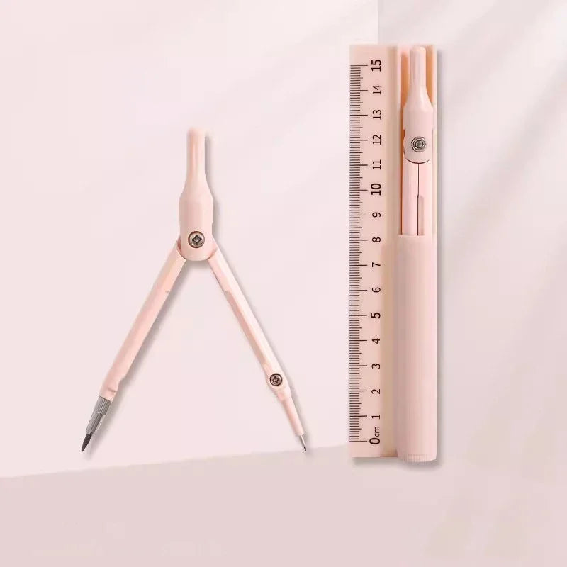 3 in 1 Compass Ruler with Pencil Multifunctional Drawing Compass Math Geometry Tools Korean Stationery Kawaii Drafting Supplies