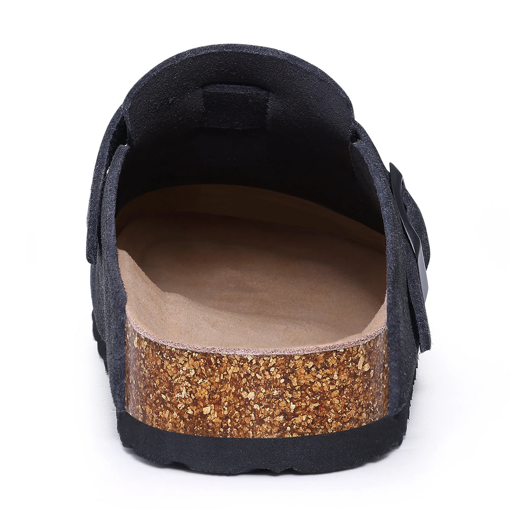 Kidmi Classic Cork Suede Slippers For Women Outdoor Cork Antiskid Men Mules New Women Cow Suede Clogs Shoes With Arch Support