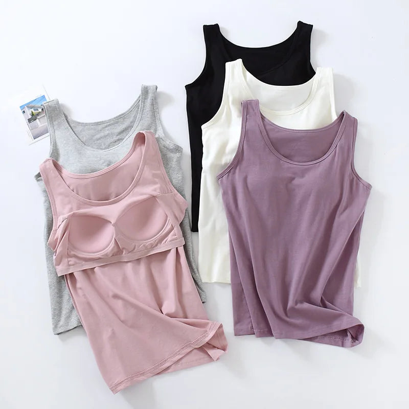 Cotton Sleep Shirt Chest Pad Pajama Top