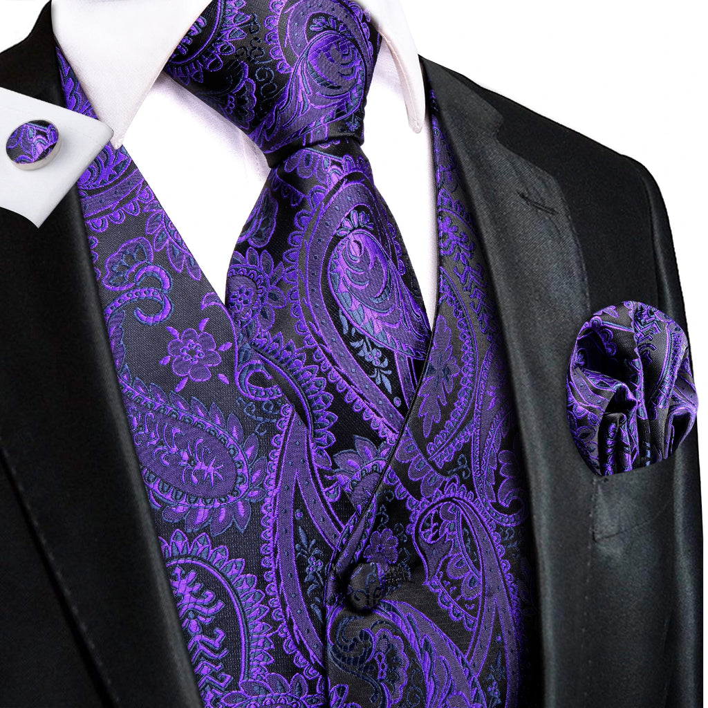 Hi-Tie Silk Ivory Beige Champagne Gold Mens Vests Tie Hankerchief Cufflinks Set Jacquard Vine Waistcoat for Men Suit Dress
