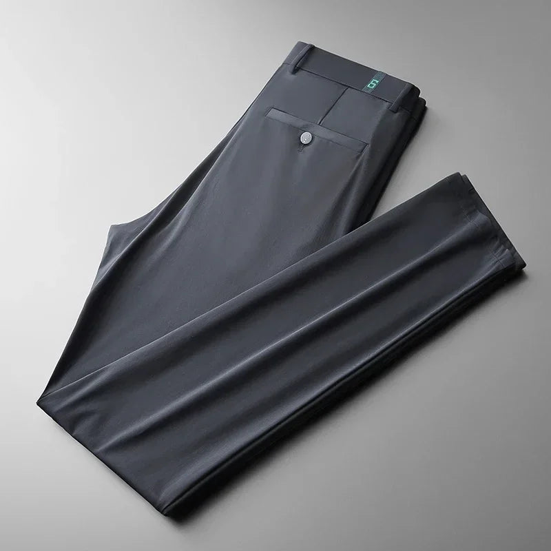 TFETTERS Brand Fashion Ice Silk Pant Men 2025 Spring and Summer Thin Breath Straight Casual Pants Comfortable Mid Loose Trousers