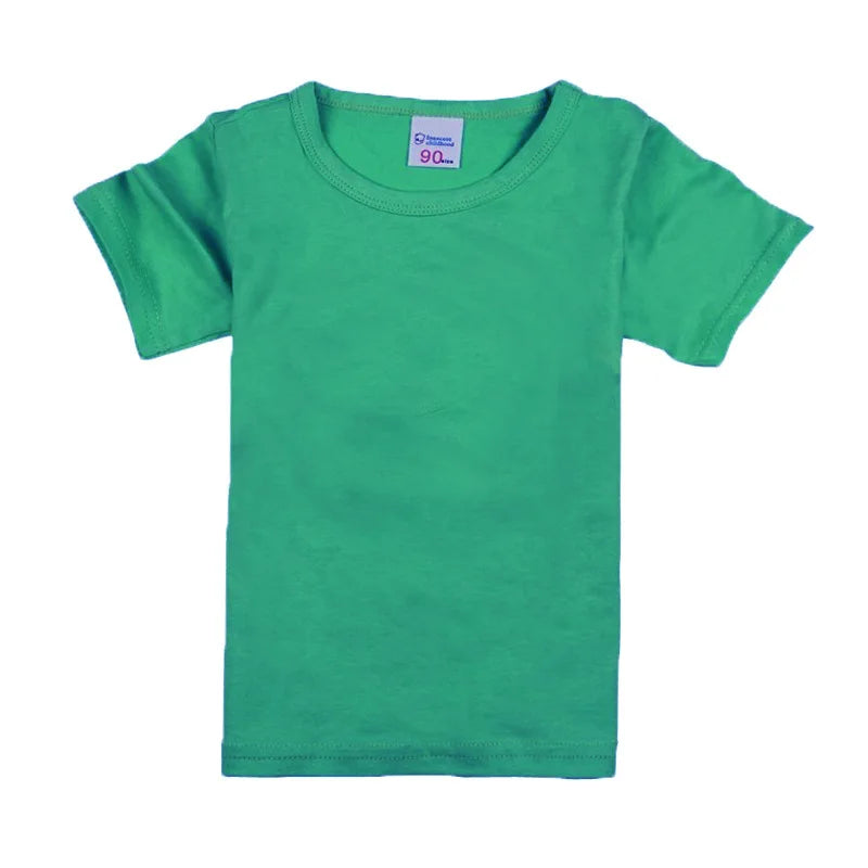 100% Cotton Summer Boys T Shirts Children's Tops Plain Cotton Girls Tops 14 Colors Teenager T-Shirts Kids T-Shirts for 1-14Years