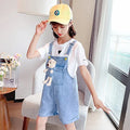 3-10 Years Girls Suspender Jeans Cute Bear Doll Overalls New Fashion Korean Teenage Girls Denim Shorts Children Birthday Present