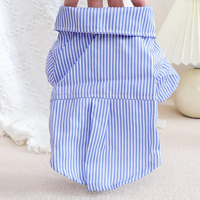 Dog Bowknot Striped Shirt Small Dogs