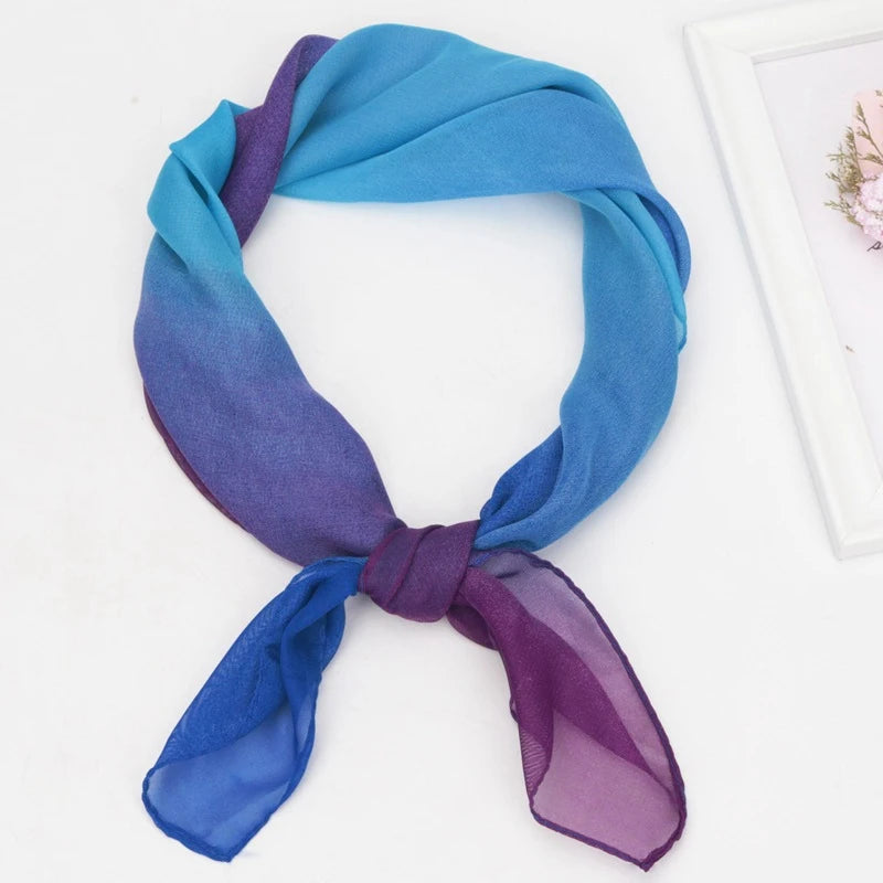New 65x65cm Summer Chiffon Solid Color Square Scarf Ladies Head Neck Scarves Female Hair Ties Bands Neckerchief Shawls