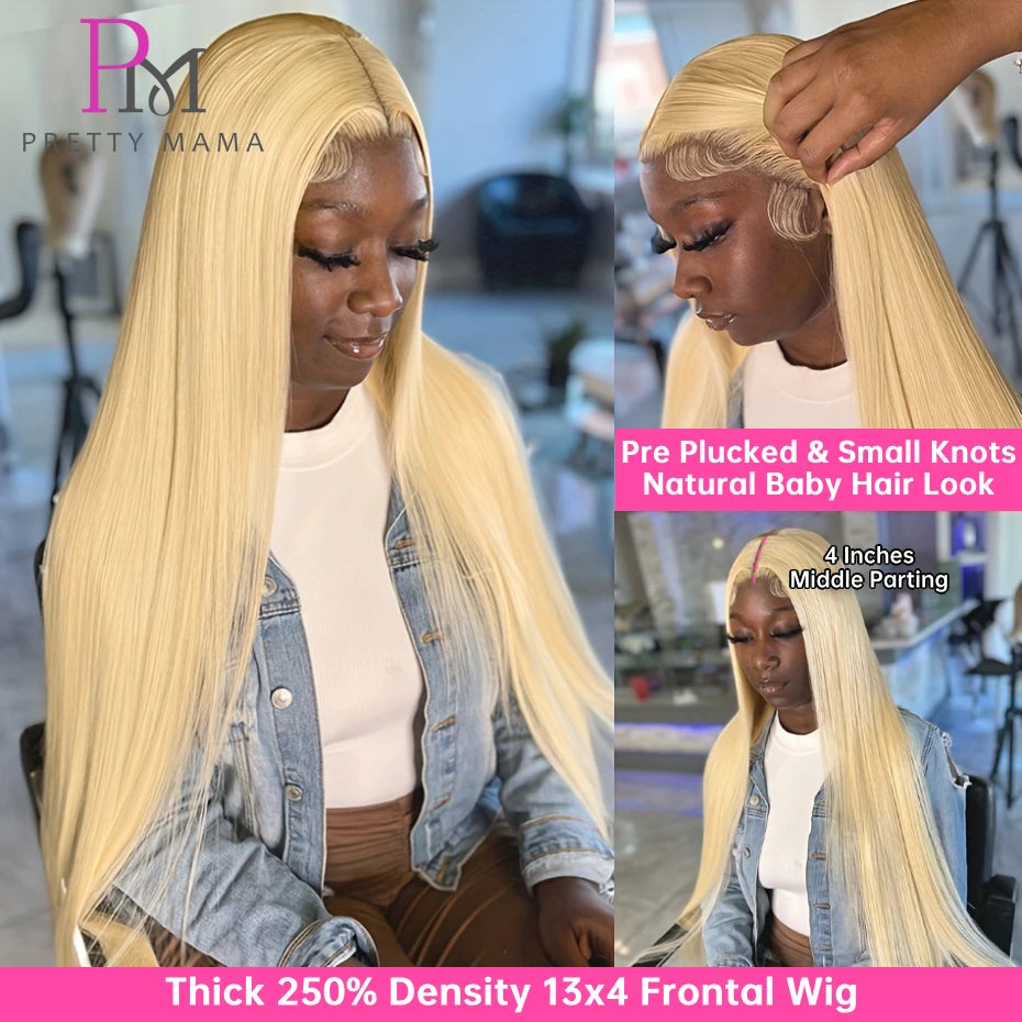 200 Density 360 Lace Front Wig Human Hair Brazilian Straight 613 Honey Blonde Wig Human Hair 13x6 13x4 Lace Frontal Wigs 38 Inch