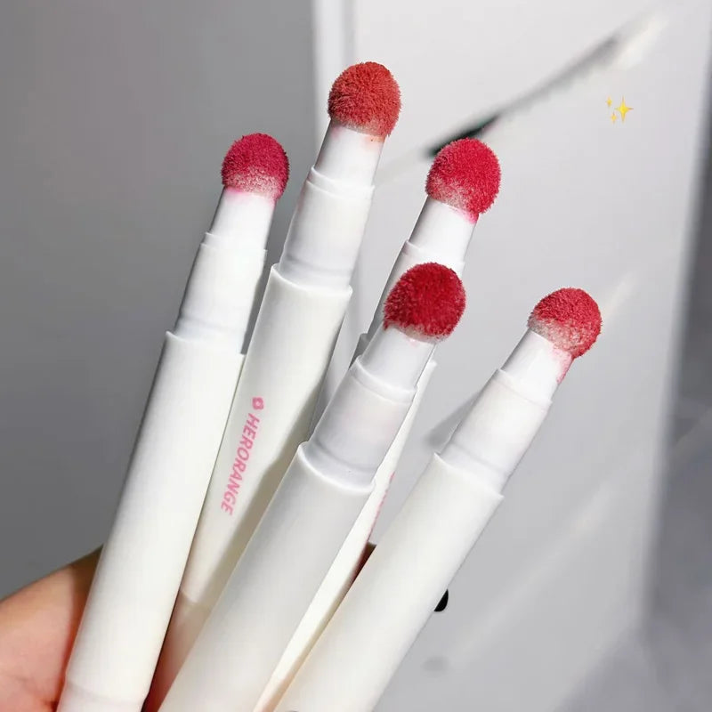 Liquid Lipstick with Cushion Applicator Velvet Matte Lip Gloss Moisturizing Cream Soft Liquid Blush Lip Stick Multi-uses Makeup