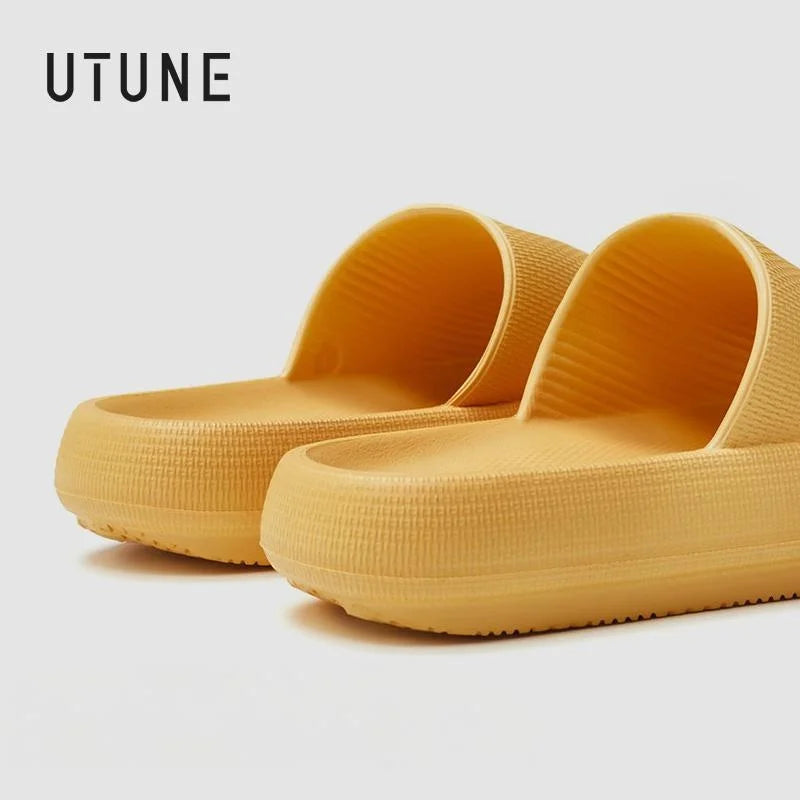 UTUNE 4.5CM Sandal Slides Women Men Couple Thick Sole Soft Indoor Platform House Shoes Men Bathroom Home Summer EVA Non-slip San