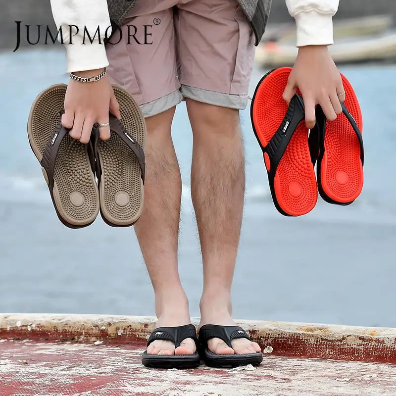 Jumpmore Men EVA Flip-flops Summer Men's Massage Slippers Beach Sandals Casual Shoes Size 40-45