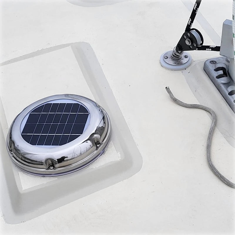 2.5W Solar Vent Fan Roof Exhaust Ventilator Extractor 60CFM Airduct Diameter120mm for RV Boat Caravan Greenhouse Portable Toilet
