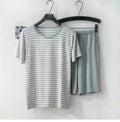 Men's Modal Pajamas Striped T-shirt Shorts