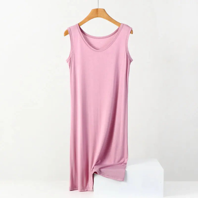 Plus Size Full Slips Dresses Women Summer Sleeveless Vest Inner Petticoat Dress Female Soft Modal White Underskirt XL-8XL