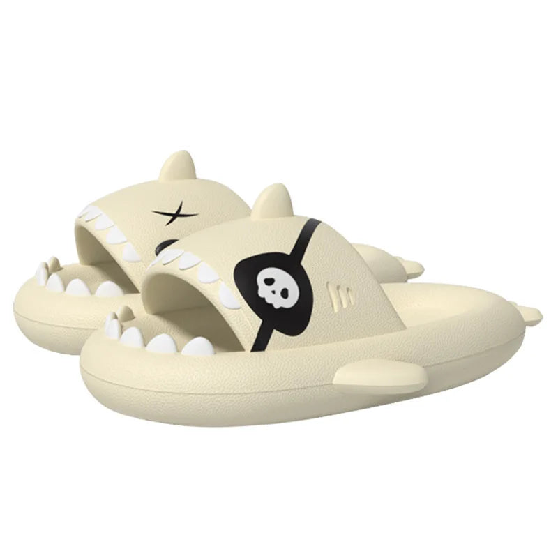 Goosecret Women Pirate Shark Sandals Non-Slips Slides Outdoor Cozy Beach Shoes Thick Sole Home Sandals Men Soft Bottom Slippers