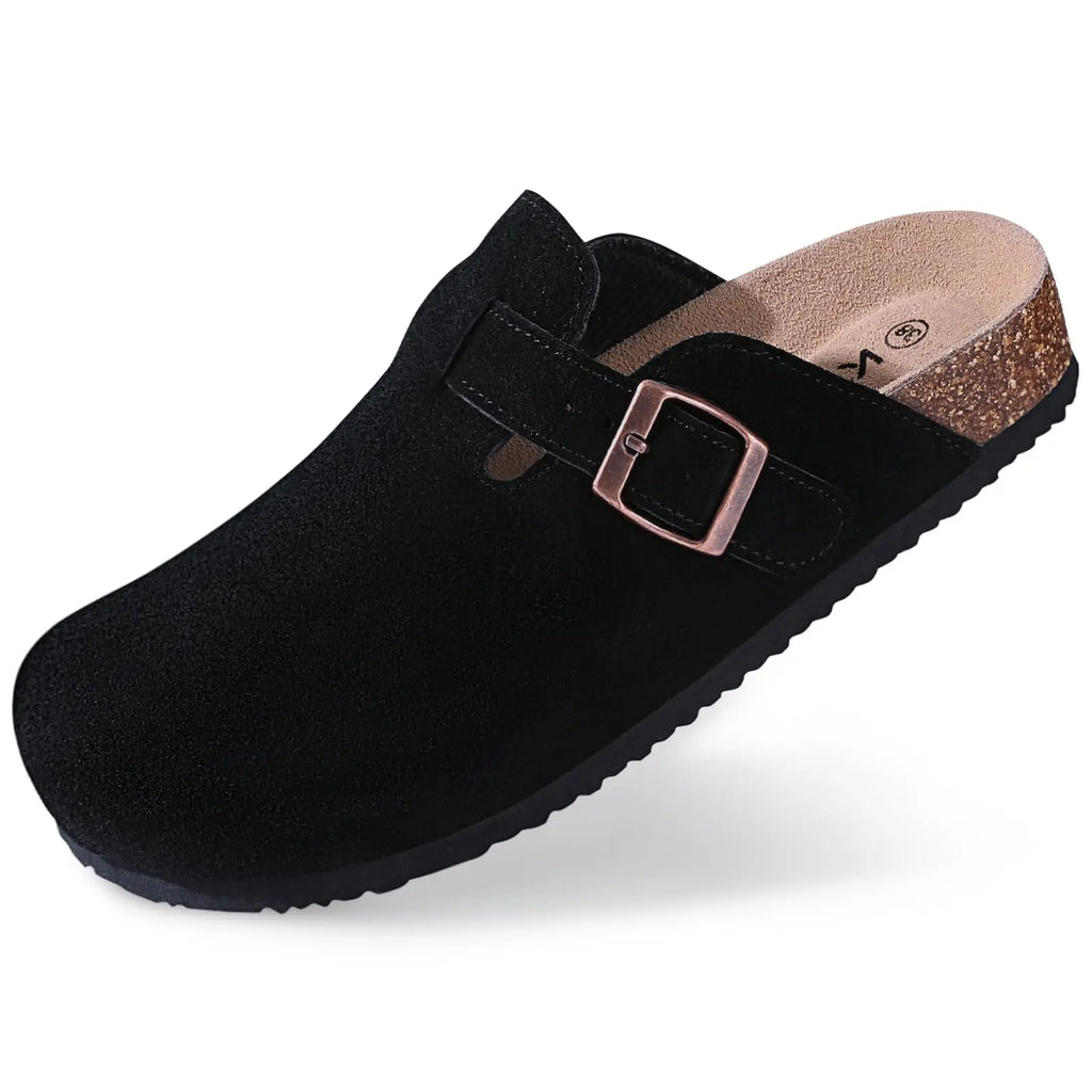 Kidmi Classic Cork Suede Slippers For Women Outdoor Cork Antiskid Men Mules New Women Cow Suede Clogs Shoes With Arch Support