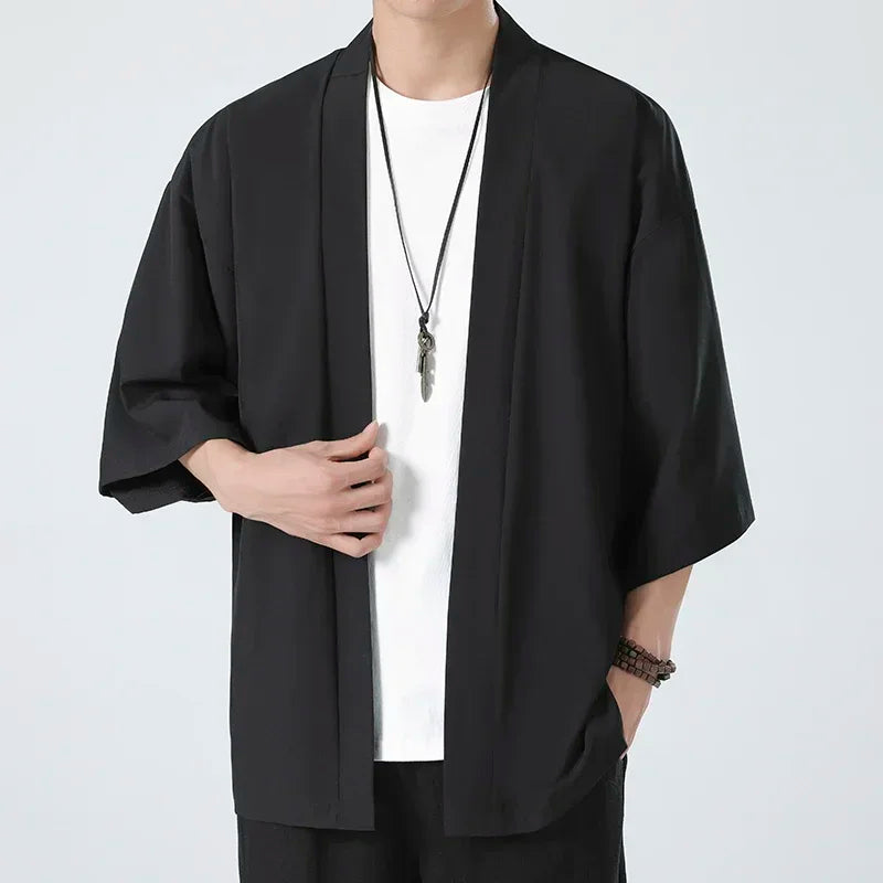 Kimono Cardigan Jacket Men's Japanese Summer Yukata Men's Yuki Obi Japanese Dragon Coat Traditional Japan Clothing Outwear New