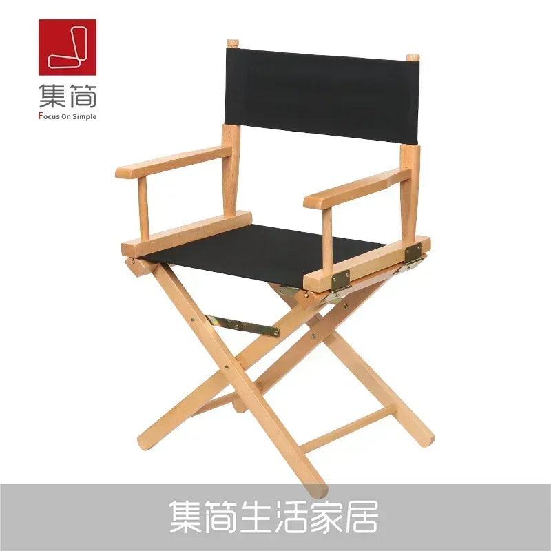Versatile Solid Wood Director Chair Folding Canvas High Stool Multipurpose Office Chair Makeup Chair Portable Seat Comfortable