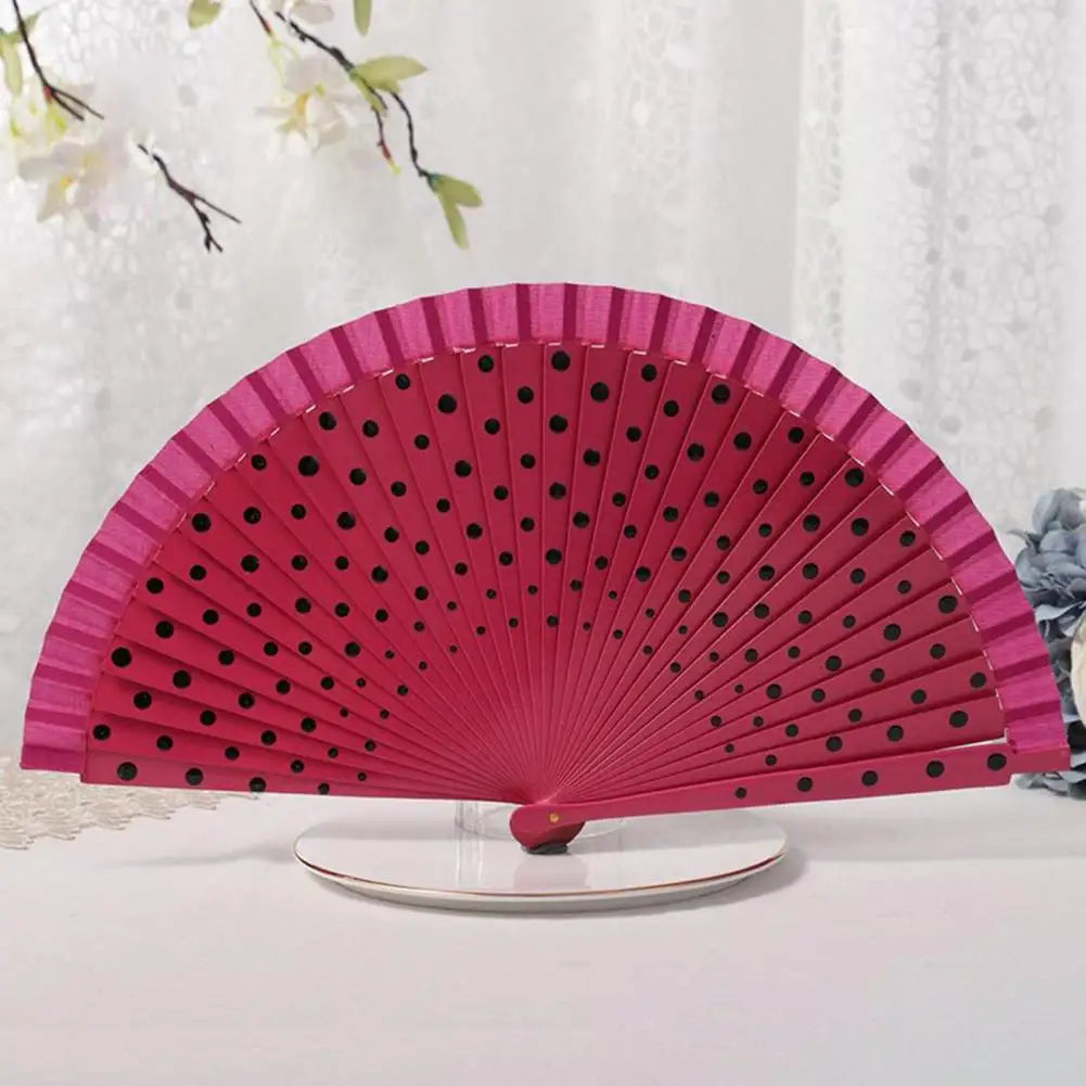 Dot Print Spanish Folding Fan Double-sided