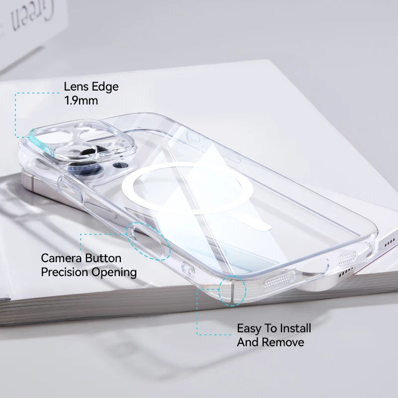 Joyroom Magnetic Case For iPhone 17 16 Pro Max Case Anti Yellow Transparent Cover For iPhone 17 Pro Wireless Charger Thin Cover