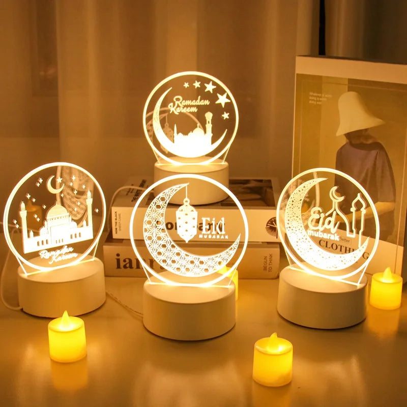 Eid Mubarak 3D LED Lamp Ramadan Night Light 2025