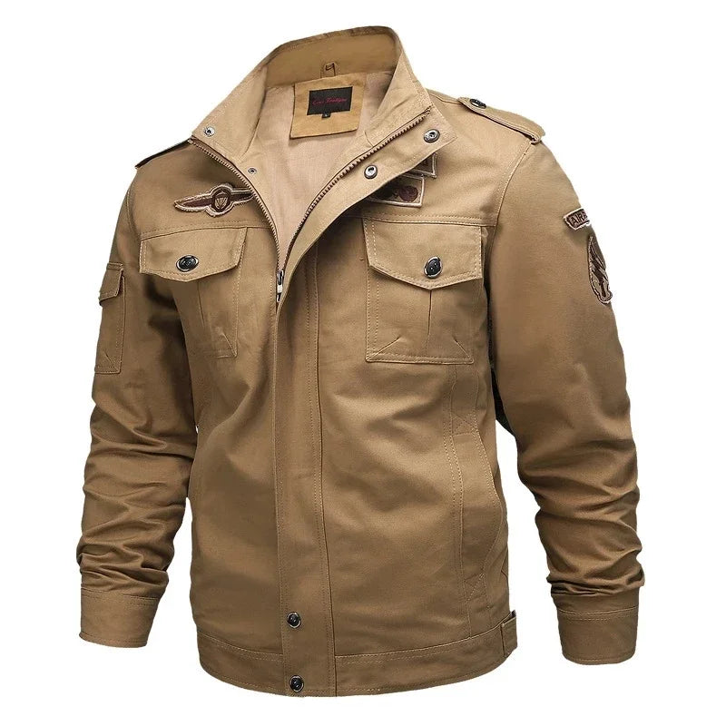 Retro Bomber Jacket Embroidery Airplane Pilot