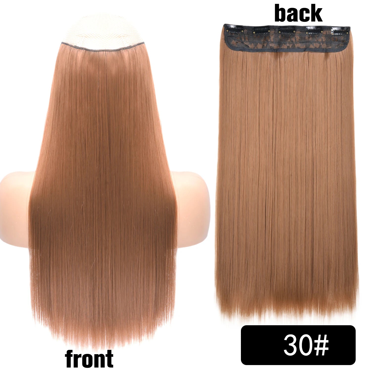 5 Clip-In Hair Extensions Long Straight One Piece Synthetic Heat-Resistant Fibre Hairpiece 22Inch Black Blonde Natural Hairstyle