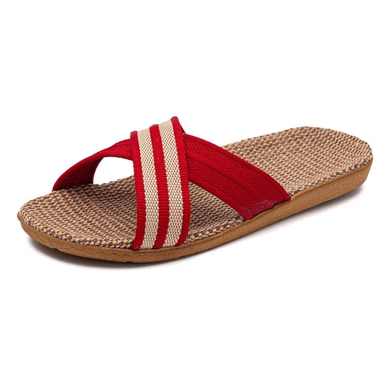BAIRUILUN Summer Mens Slippers Shoes For Men EVA Flat Sandals Linen Lightweight Casual Slippers Women For Home Free Shipping