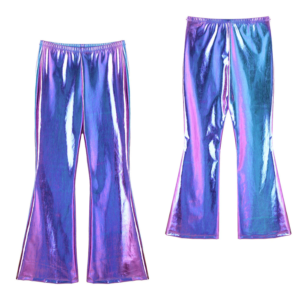 Men's Metallic Disco Pants Bell Bottom Flared