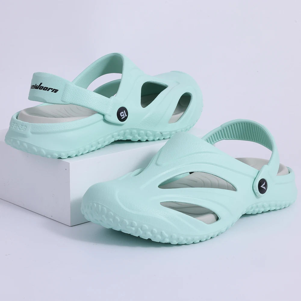 Litfun Men Clogs Slippers Outside Beach Slides EVA Light Soft Sandals Flat Shoes Fashion Casual Garden Shoes With Arch Support
