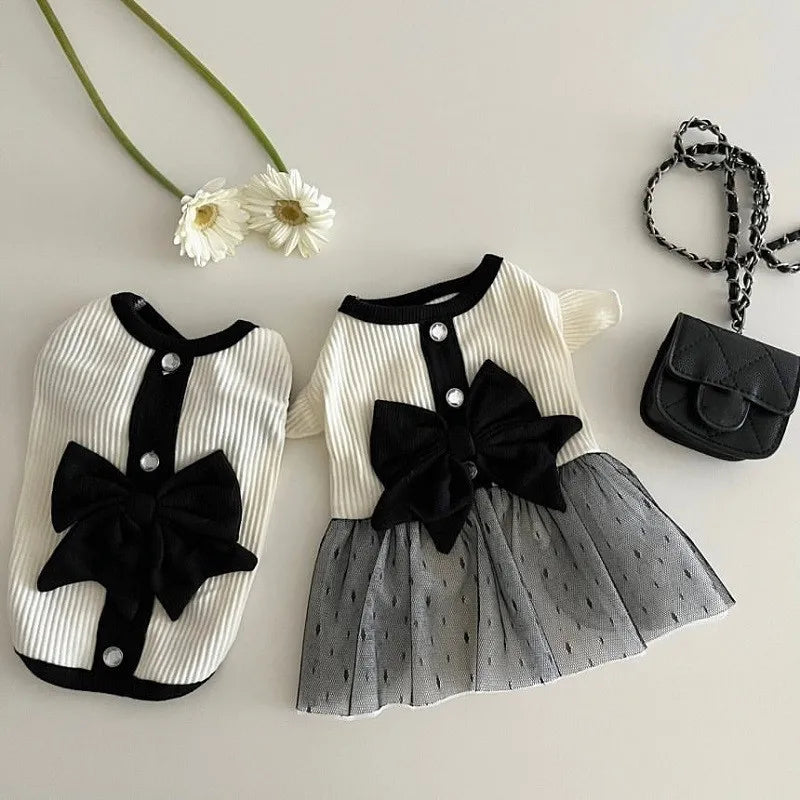 Luxury Dog Dress Lace Bow Skirt Small Dogs