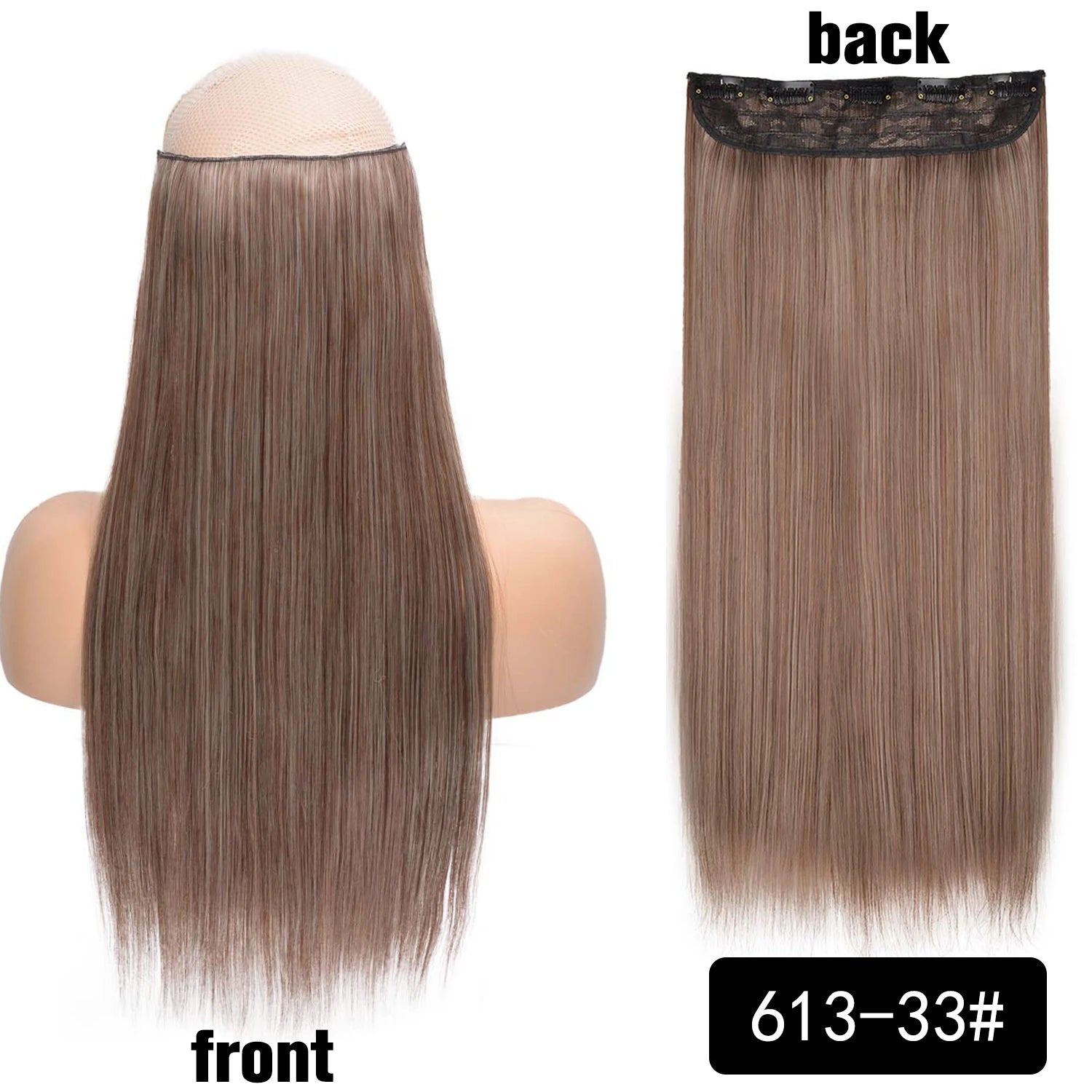 5 Clip-In Hair Extensions Long Straight One Piece Synthetic Heat-Resistant Fibre Hairpiece 22Inch Black Blonde Natural Hairstyle