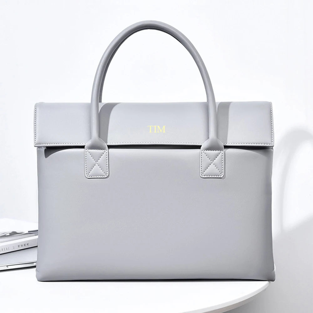 Custom Initials Laptop Bag – PU Leather Briefcase