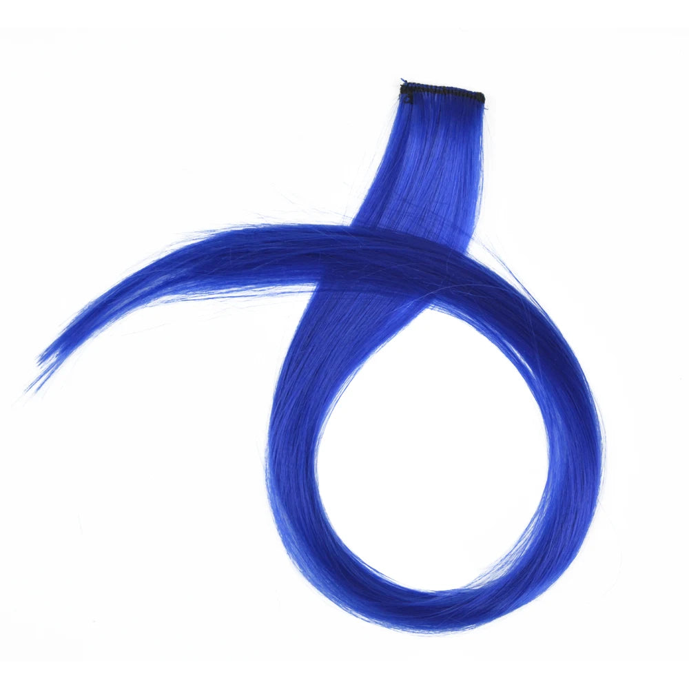Colored Clip in Hair Extensions Straight Synthetic Hairpieces Colored Hair Extensions with 22 Inch Clip for Girls Braiding