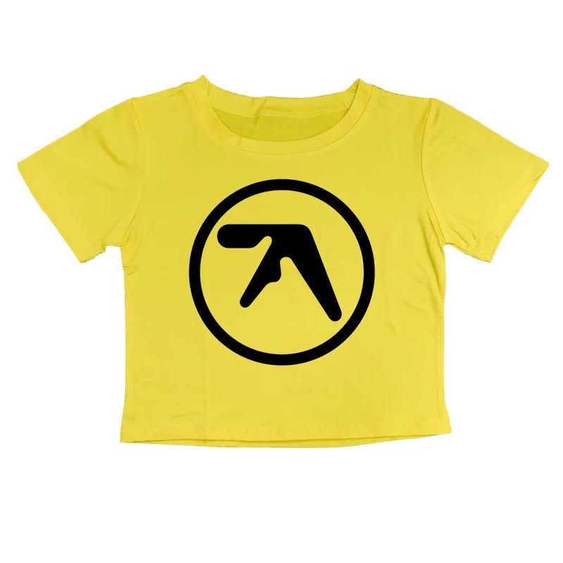 Punk Aphex Twin Print T-Shirt Crop Top Y2k