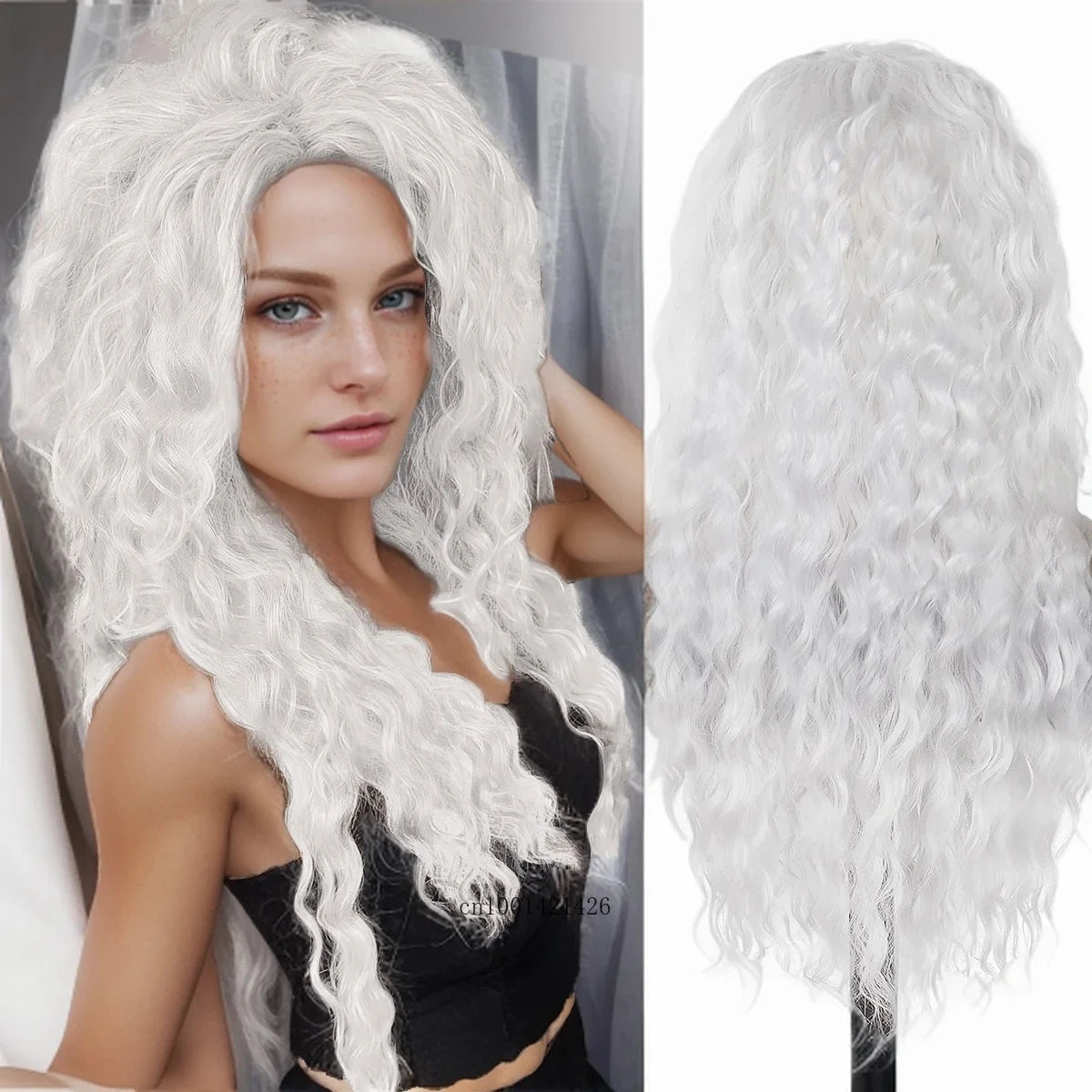 Ash Blonde Curly Wig 26" - Synthetic