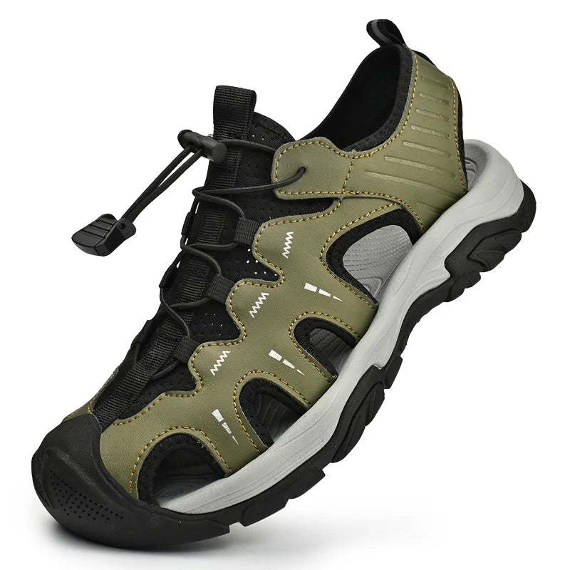Jumpmore Fashion Men's Leather Sandals Summer Outdoor Hiking Shoes Size 38-45