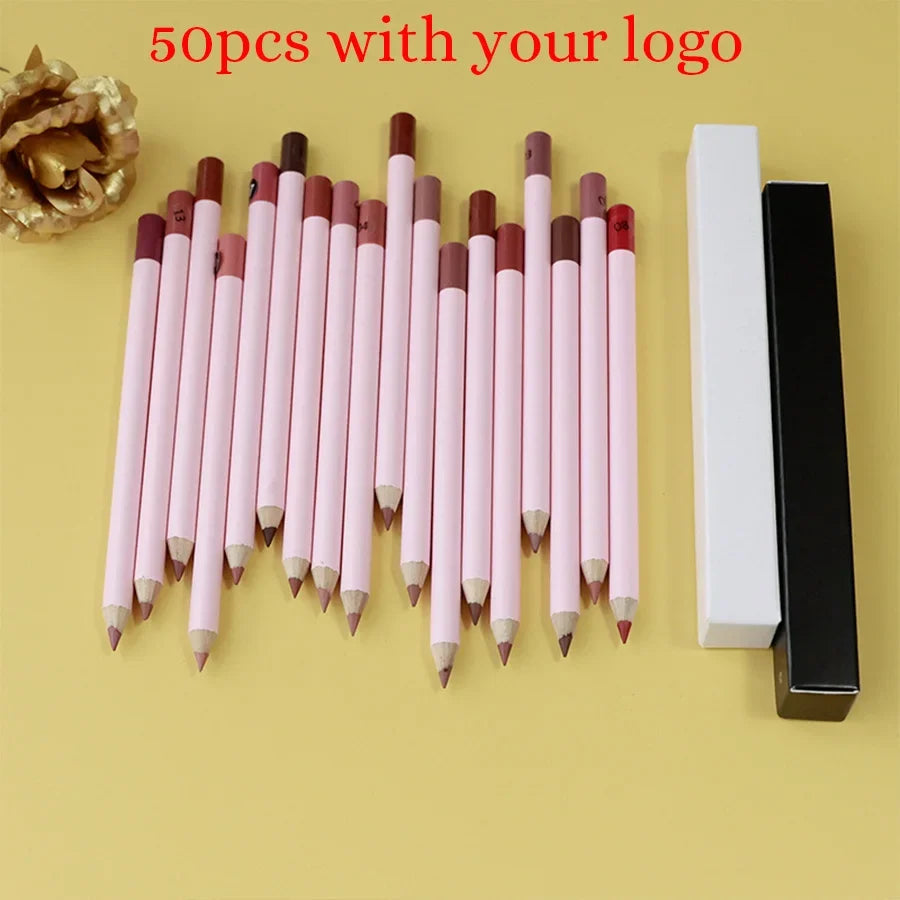 Private Label Pink Lip Liner Pencil Custom Logo Bulk 18-color Cosmetic Multi-functional Waterproof Pigment Lipstick Pen Makeup