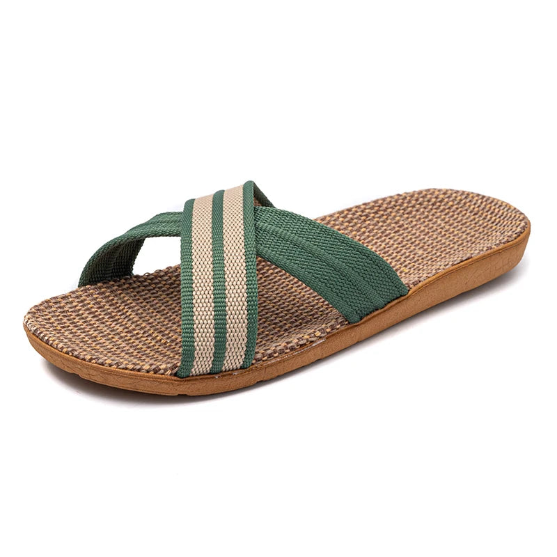 BAIRUILUN Summer Mens Slippers Shoes For Men EVA Flat Sandals Linen Lightweight Casual Slippers Women For Home Free Shipping