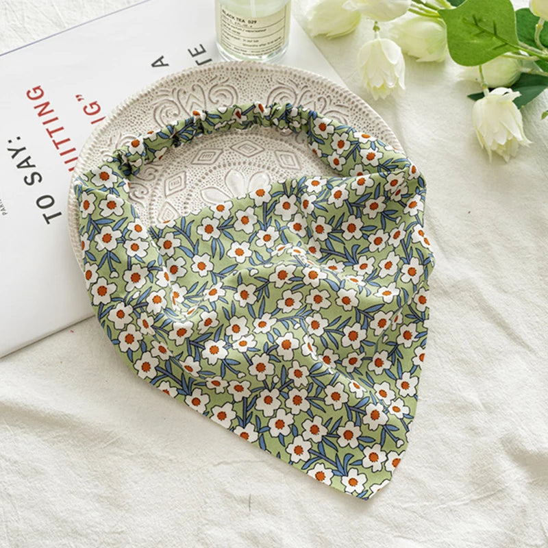 Floral Turban Triangle Hair Scarf Headband
