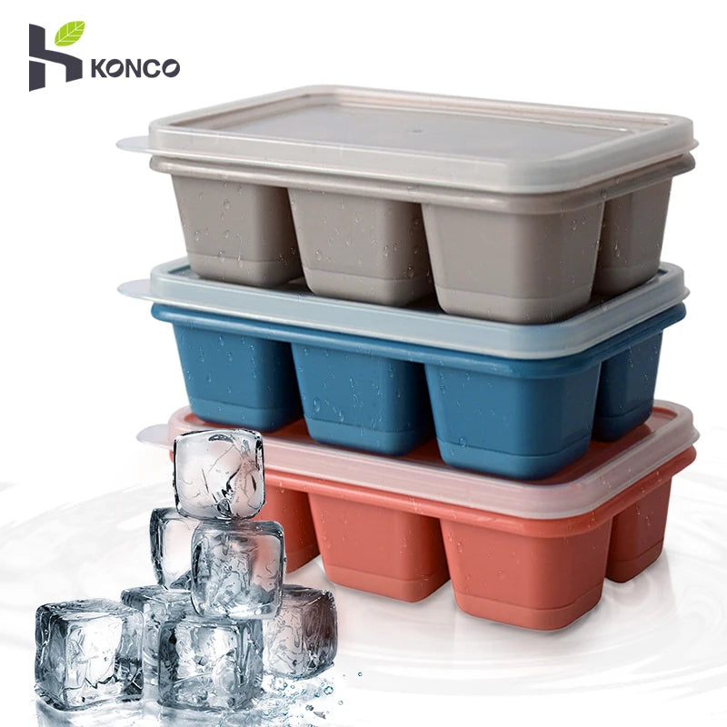 Silicone Ice Cube Trays 6 Grid 3pcs