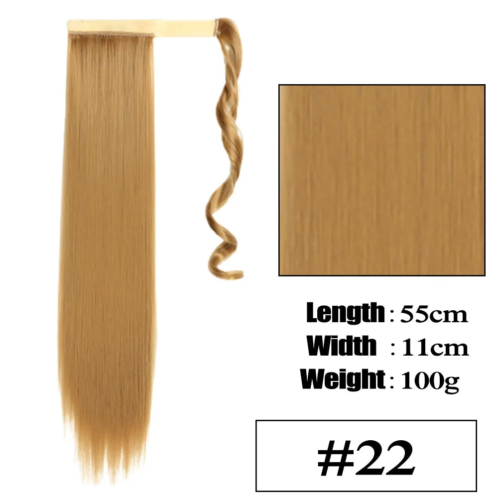 VIVIEIEI Ponytail Hair Extension 22 Inch 100g Natural Black Ponytail Extension Clip in Wrap Around Hair Extension Hairpieces