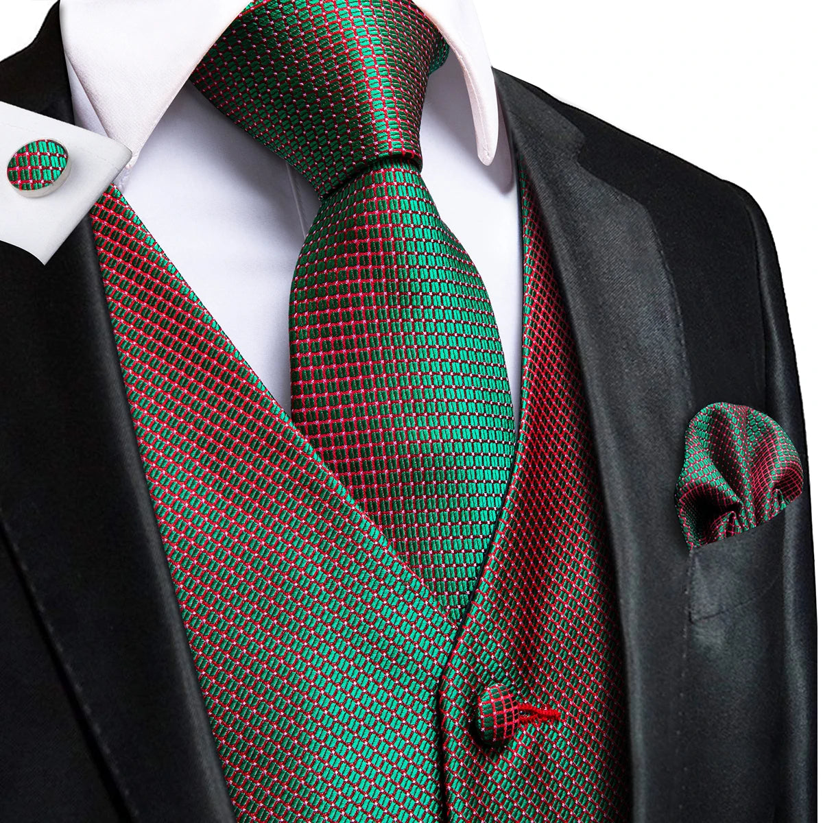 Hi-Tie Silk Ivory Beige Champagne Gold Mens Vests Tie Hankerchief Cufflinks Set Jacquard Vine Waistcoat for Men Suit Dress