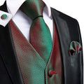 Hi-Tie Silk Ivory Beige Champagne Gold Mens Vests Tie Hankerchief Cufflinks Set Jacquard Vine Waistcoat for Men Suit Dress