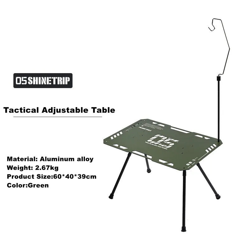 Outdoor Tactical Style Table Aluminum Alloy Blackened Camping Lift Adjustable Portable Folding Tactical Table Set